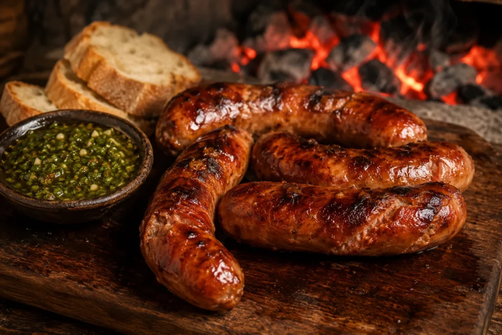 Chorizos criollos a la parrilla en Milonga's, asador argentino en Sevilla